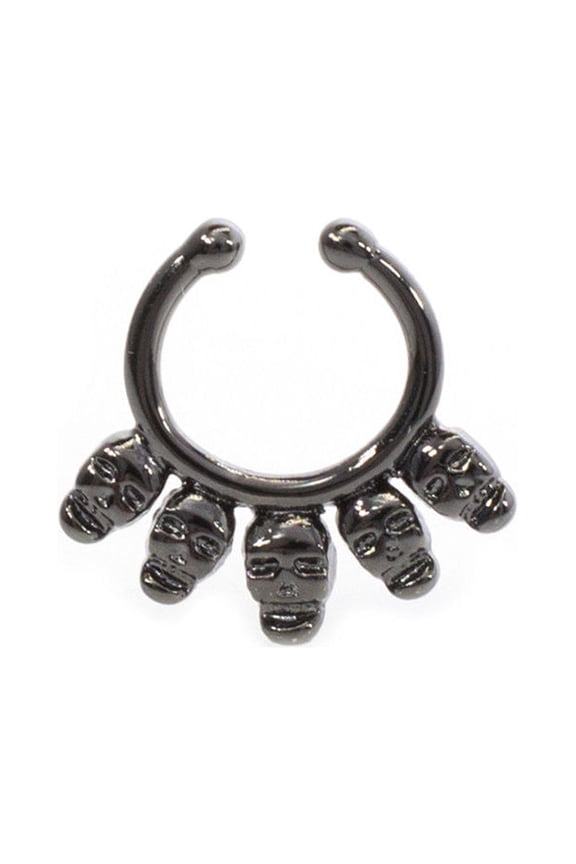 Septum Hanger with five small Skull Design Made of Surgical Steel 8mm