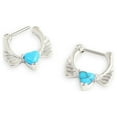 thumbnail image 1 of Septum jewelry clicker nose ring with a turquoise jewel and wings design 16G, 1 of 7
