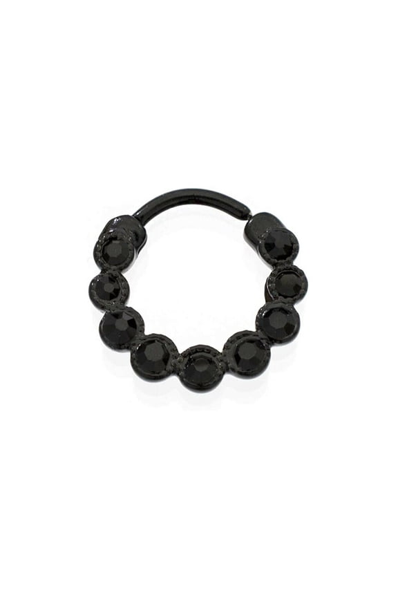 Septum or Cartilage Clicker with Multiple Black Cubic Zirconia 16g