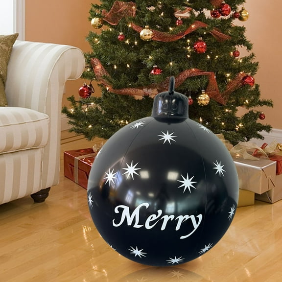 Seqphope Christmas Decoration Clearance!24in Black Merry Pattern Inflatable Christmas Decoration Ball,Christmas Outdoor Decor for Garden Lawn Party