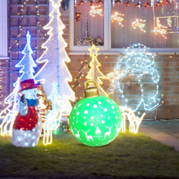 Seqphope Christmas Decoration Clearance!24in Green Light up Christmas Deer Pattern Inflatable Christmas Decoration Ball,Christmas Outdoor Decor for Garden Lawn Party