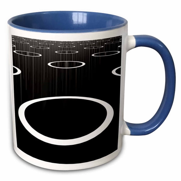3drose, Sequence of Cylinders Cylinders Stacked in Sequence into Infinity with Light Reflection, 11oz Two-tone Blue Mug