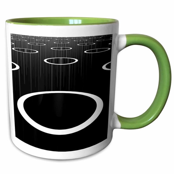 3drose, Sequence of Cylinders Cylinders Stacked in Sequence into Infinity with Light Reflection, 15oz Two-tone Green Mug