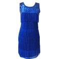 thumbnail image 1 of Sequence Roaring Twenties Great Gatsby Events Era Flappers Dress Blue, 1 of 2