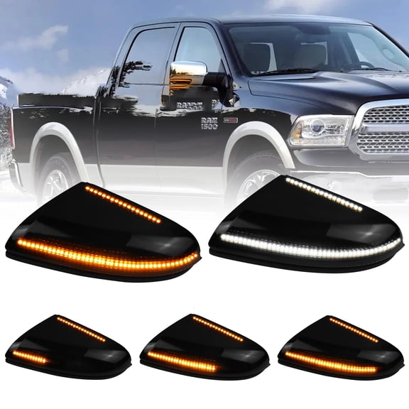 Sequential Amber LED Side Mirror Turn Signal Tow Light Assembly Blinker White Puddle Lamp Compatible with 68064948AAAccessories