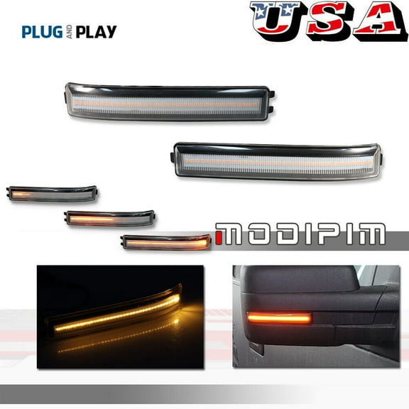 Sequential Blinker Amber LED Side Mirror Lights Pair for 2009-14 for Ford F150-