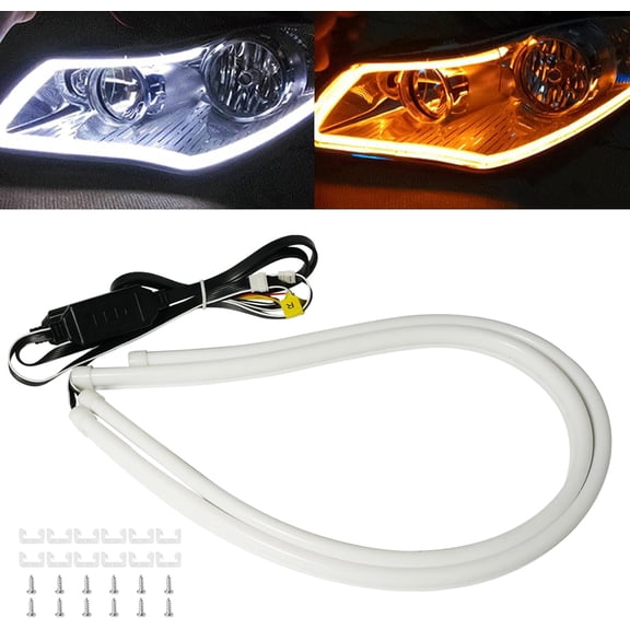 Sequential Turn Signal 24inch Led Car DRL Strip 12V Headlight White/Amber
