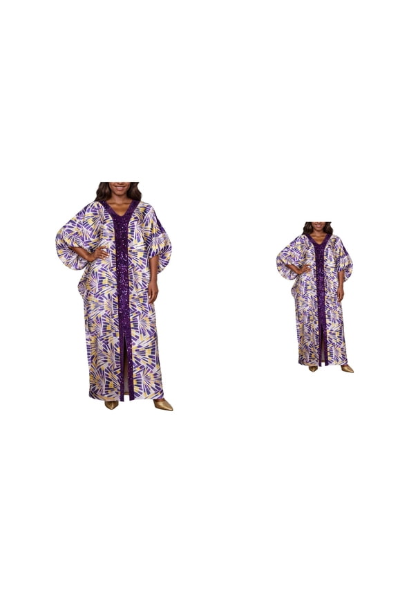 Sequin African Bubu Dress for Women, Front Slit Stylish Plus Size Gown with Elegant Shine, for Parties and Cultural Events