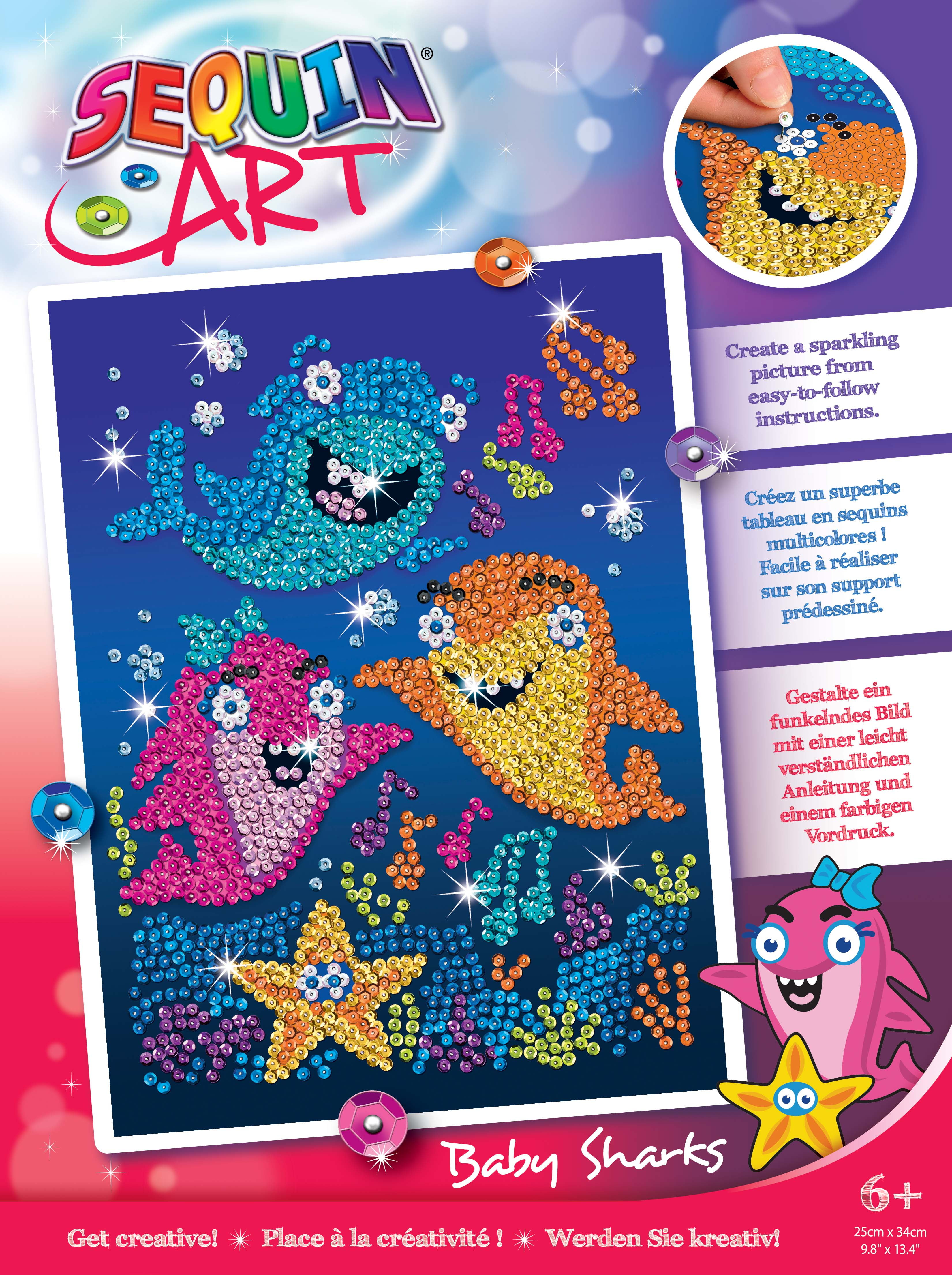 Sequin Art - Sparkling Baby Sharks - Sparkling Art Design and Craft