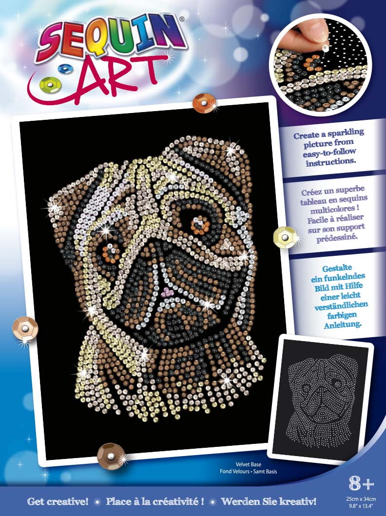 Sequin Art - Sparkling Pug - Sparkling Art Design and Craft