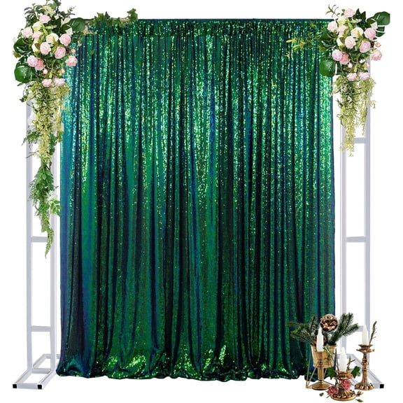 Sequin Backdrop Curtain 4x7FT Green Glitter Decor for Party Photo Booth