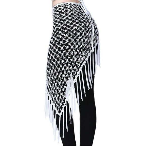 Sequin Belly Dance Hip Scarf Skirt Women Dance Costume Accessories Mesh Tassel Triangle Mini Skirts Shawl