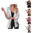 thumbnail image 1 of Sequin Blazer Jacket for Women Glitter Long Sleeve Open Front Notched Lapel Cardigan Jackets Rave Party Outerwear, 1 of 7