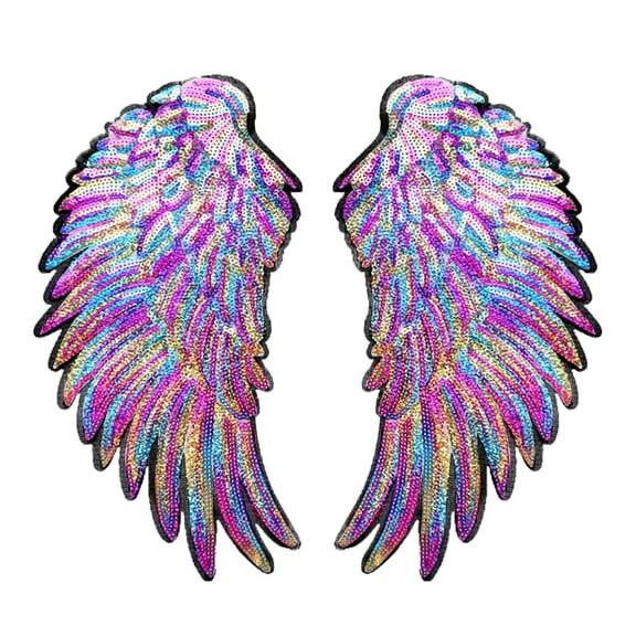 Sequin Bling Angel Iron On Embroidered Applique for Jackets