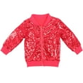 thumbnail image 1 of Sequin Bomber Jackets for Girls Sequin Solid Color Long Sleeve Zip Up Jacket Kids Christmas Shiny Fashion Clothes Outerwear Jackets Coat 7-8 Years, 1 of 5