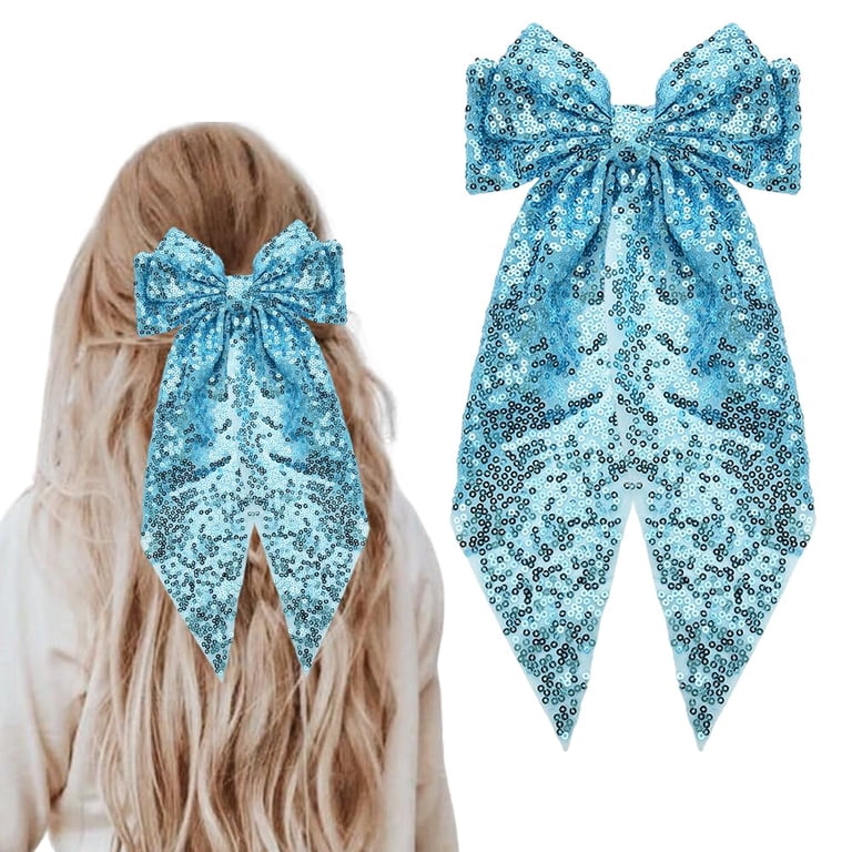 Sequin Bow Hair Ribbon Clips for Women - Glittering Bows  display picture 1