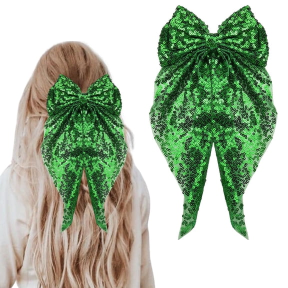 Sequin Bow Hair Ribbon Clips for Women - Glittering Bows - Disco Sparkling Hair Bow Clips - Headwear for Party Ball - Bow Hair Accessories