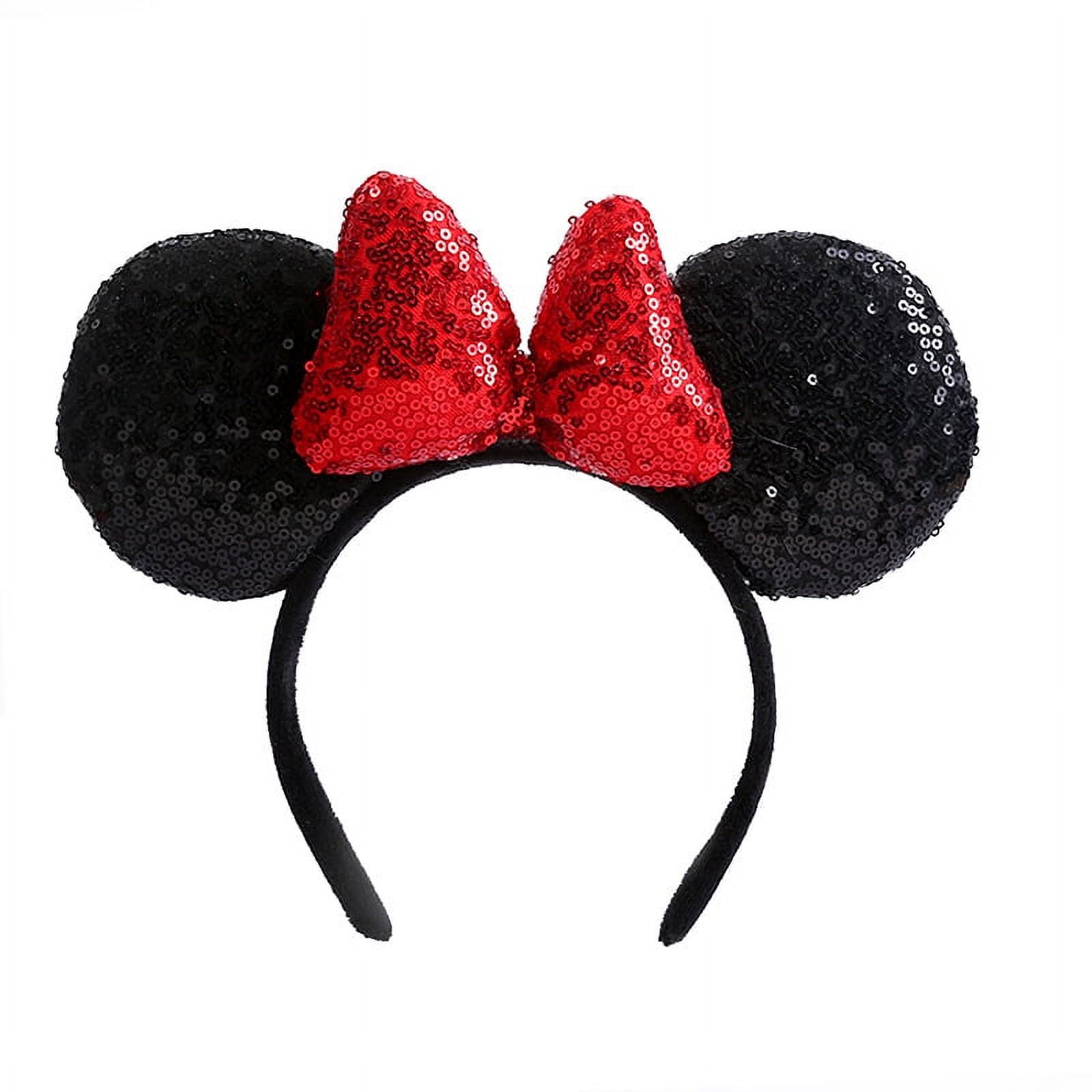 Sequin Bow Mickey Minnie Mouse Ears Hairband, Cosplay Costume Headband ...