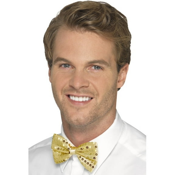 Sequin Bow Tie Adult Gold Party Carnival One Size Unisex Fancy Dress Book Week Halloween