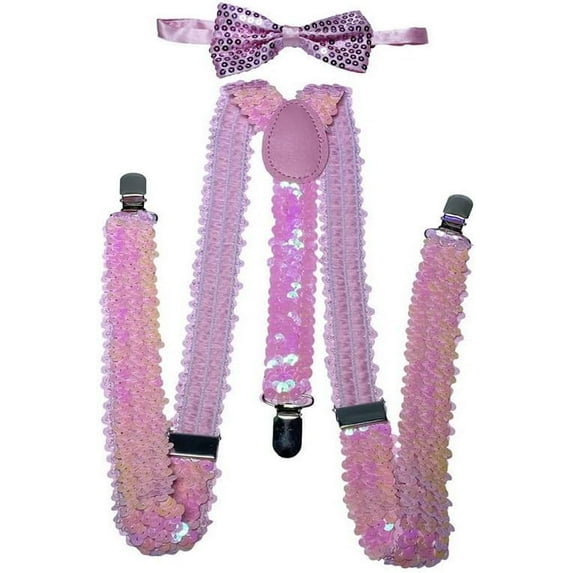 Sequin Bow Tie & Suspenders Set Suspender Bow Tie Set Clip On Y Shape Adjustable Braces