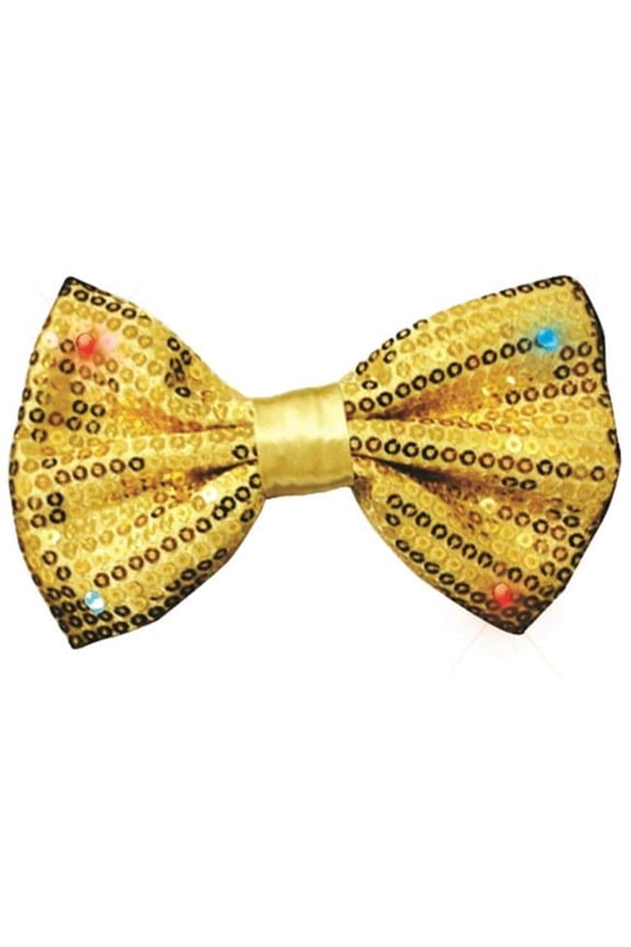 Sequin Bow Tie with LED- Gold