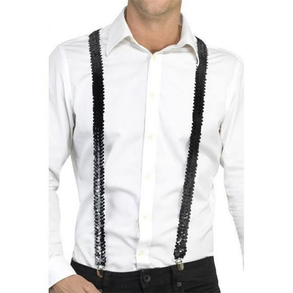 Sequin Braces Adult Black Party Carnival One Size Unisex Fancy Dress Book Week Halloween