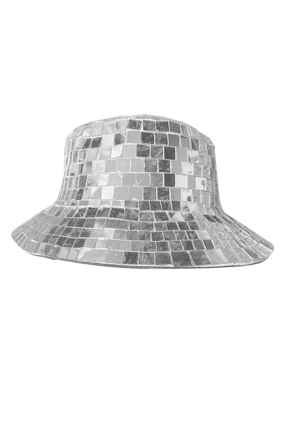 Sequin Bucket Hat, Fashion Big Brim Costume Cap for Men Women, Disco Ball Hat, Fisherman Hat for Cosplay Party Fancy Dress Accessories