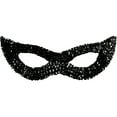 thumbnail image 1 of Sequin Cat Black Fabric Halloween Costume Mask, for Adult, 1 of 2