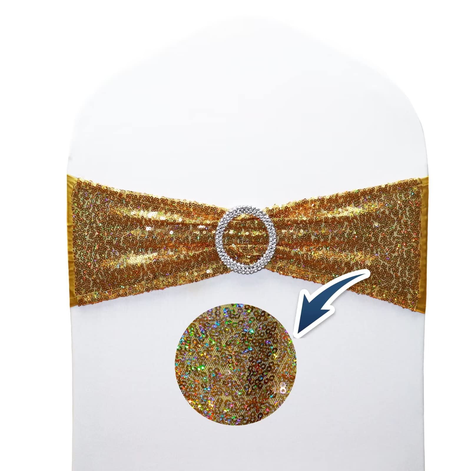 Sequin Chair Sash,Glittering Sequins Chair Sashes Bows Stretch Spandex ...