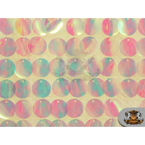 Sequin Clear NEW Paillette Dangle Mesh PEARL Fabric / 52" W / Sold by the yard