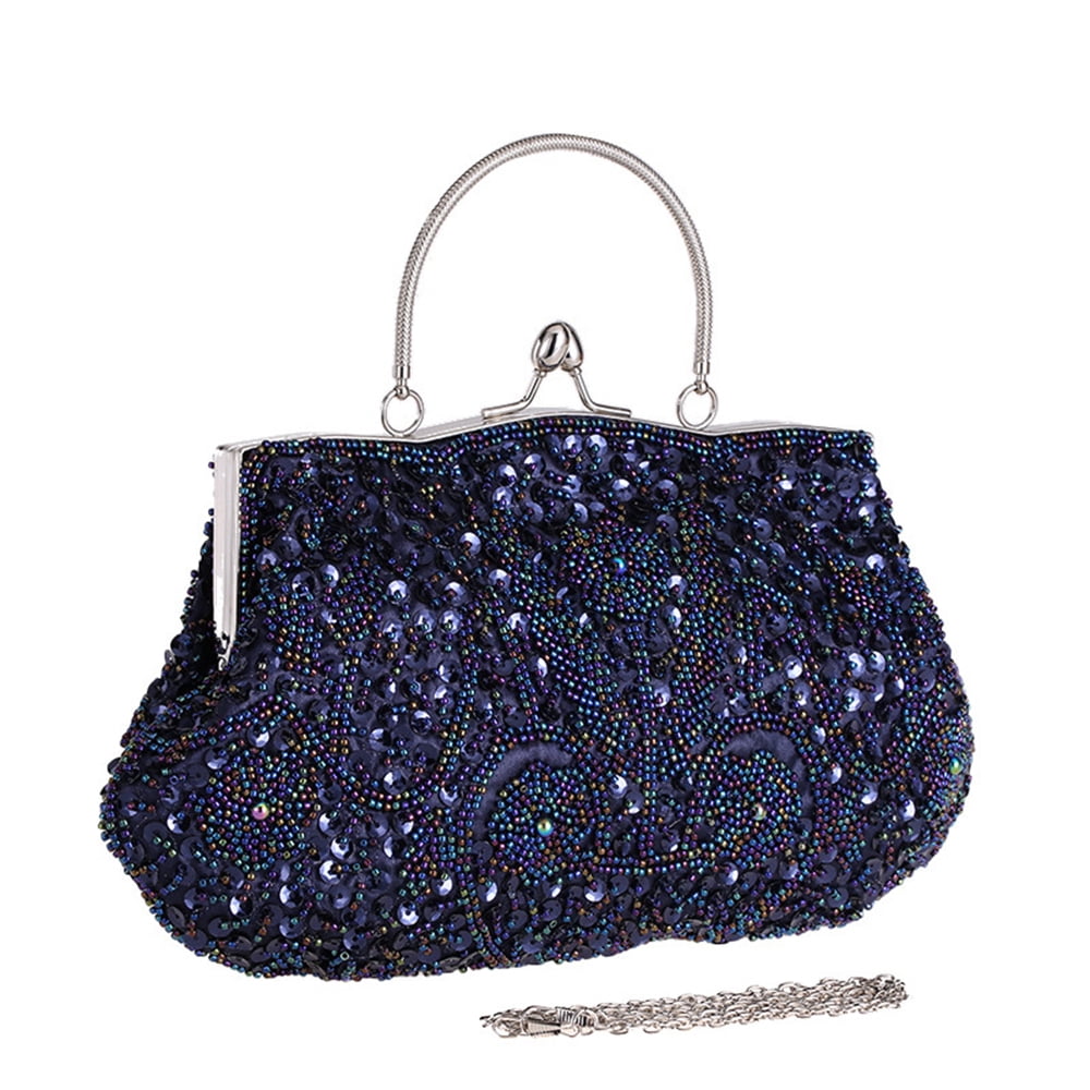 Sequin Clutch Bags for Women Evening Clutch Bag Handbag Crossbody Bags for Wedding Prom Party Gift for Mom Wife Navy blue
