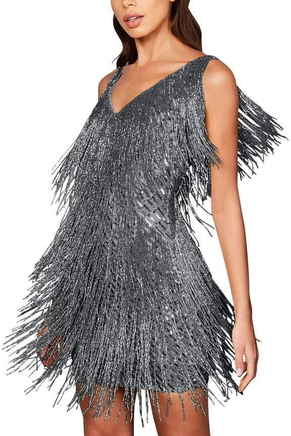 Sequin Cocktail Dresses Flapper Dresses 1920s Gatsby with All-Over Fringe Mini Dresses Prom Party Dress