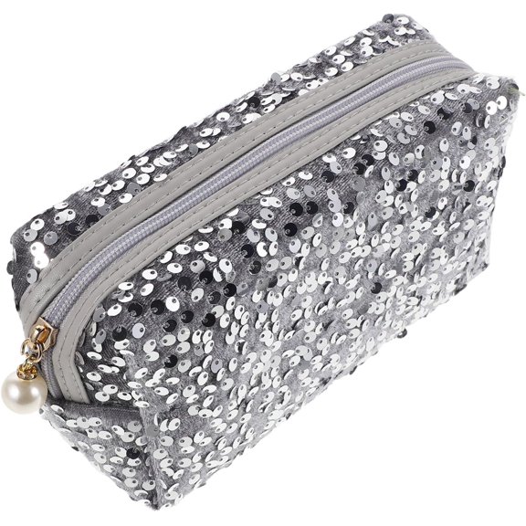 Sequin Cosmetic Bag, Large Capacity Lightweight Makeup Pouch for Travel