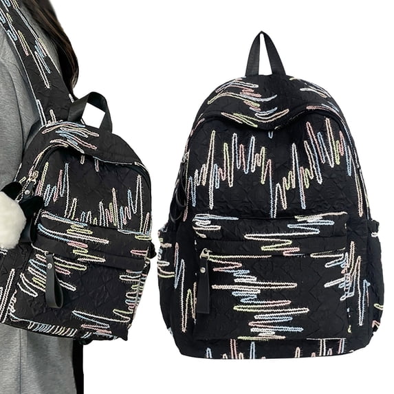 Sequin Daypack Cute Backpack with Plush Zipper Pull, Lightweight Large Capacity