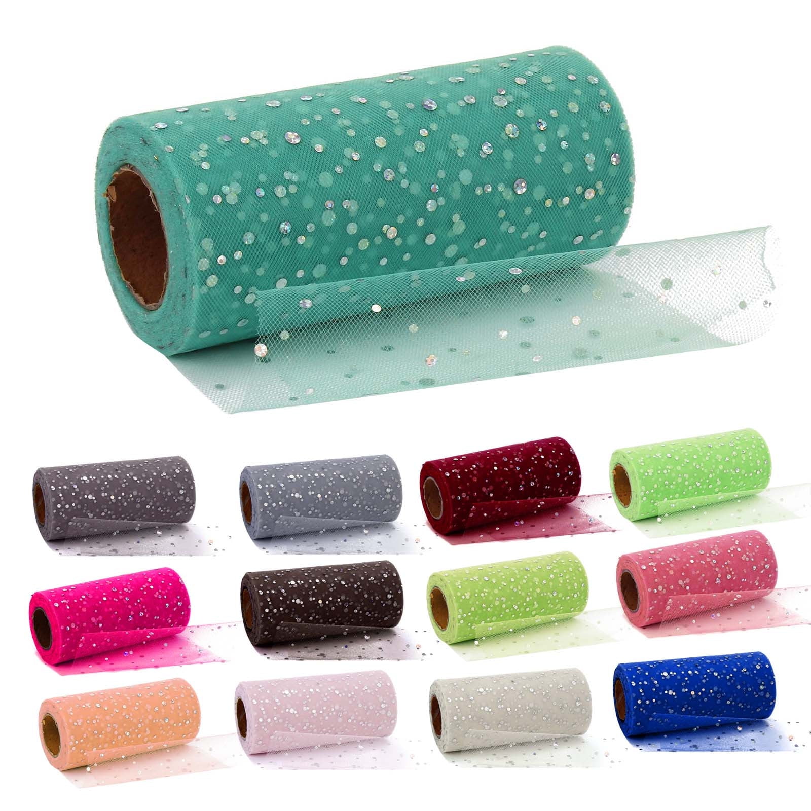 Sequin Dot Tulle Netting Roll 6 Inch x 10 Yards Glitter Floral Mesh ...