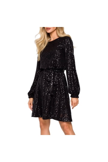 Black Glitter Dress Long Sleeve Fashion for Elegant Occasions