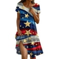 thumbnail image 1 of Sequin Dress For Women, American Flag Casual T Shirt Dress With Pockets 4Th Of July V Neck Short Sleeve Boho Sundress Gothic White Bodycon Dress Maxi Women Dresses Maxi Sundresses (L, Multicolor), 1 of 5