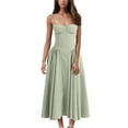 thumbnail image 1 of Sequin Dress For Women, Empire Waist Dress Floral Retro Court Spaghetti Strap Wedding Guest Long Milkmaid Dress With Pocket Purple Women Sleeve Dress Petite Dress (XXL, Light Green) ZMTing, 1 of 4