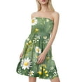 thumbnail image 1 of Sequin Dress For Women, Strapless Casual Dress Pleated Floral Beach Boho Smocked Tube Top Mini Dress Maternity Photoshoot Wedding Guest Dresses Women Winter Casual Dresses (L, Mint Green) ZMTing, 1 of 5