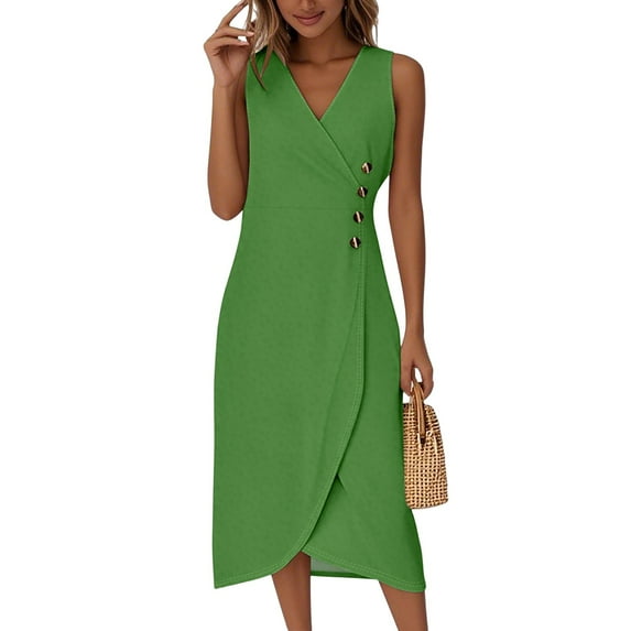 Sequin Dress For Women, Tank Casual Wrap V Neck Sleeveless Boho Dress Sexy Sweater Women Black Dress Summer Hippie Clothes Church Dresses 2024 Cute Semi Formal Dresses Shirt (XXL, Green) ZMTing