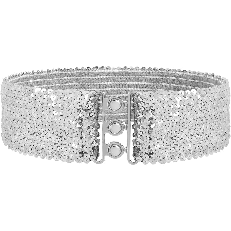 Sequin Elastic Wide Belts for Women Sparkly Glitter Stretch  display picture 1