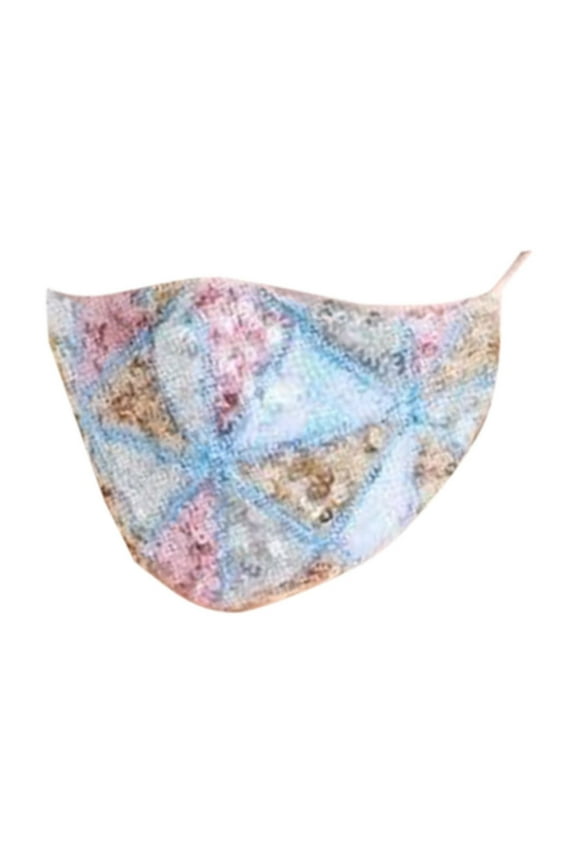 Sequin Face Cover with Flannel Fabric - Breathable, Washable, Reusable Mask, Adjustable Ear Straps, Sparkling Sequins for Festivals, Parties