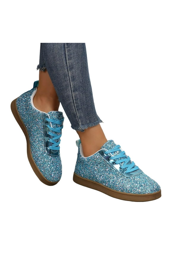 Sequin Fashion Sneakers for Women Sparkly Bling Casual Low Top Canvas Flats Walking Performance Shoes