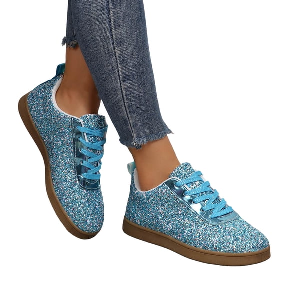 Sequin Fashion Sneakers for Women Sparkly Bling Casual Low Top Canvas Flats Walking Performance Shoes