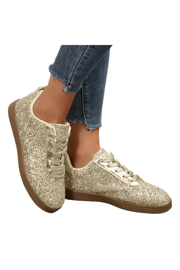 Sequin Fashion Sneakers for Women Sparkly Bling Casual Low Top Canvas Flats Walking Performance Shoes