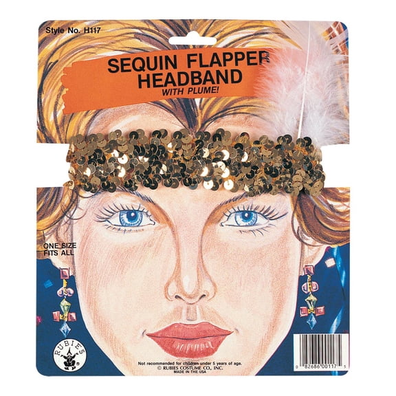 Red Flapper Headband with Feather