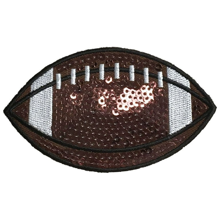 Sequin Football 3-1/2, Sports Ball, Embroidered, Iron on Patch 