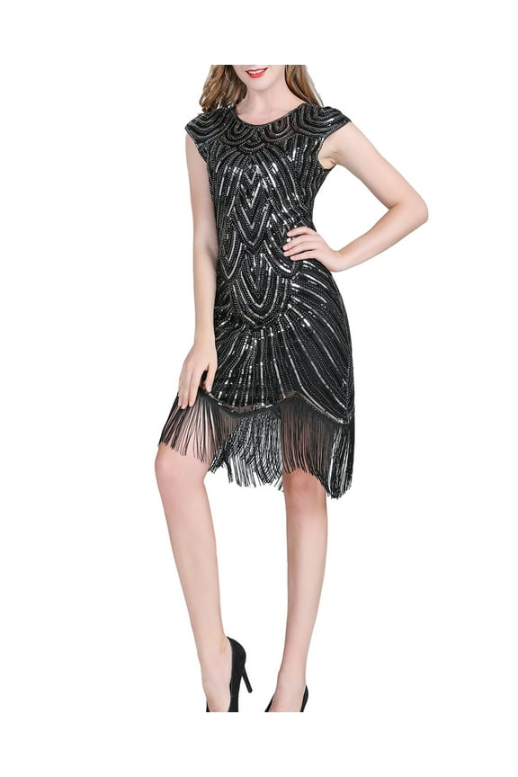 Sequin Fringe 1920 1920'S Style Flapper Clothing Dresses Fashion