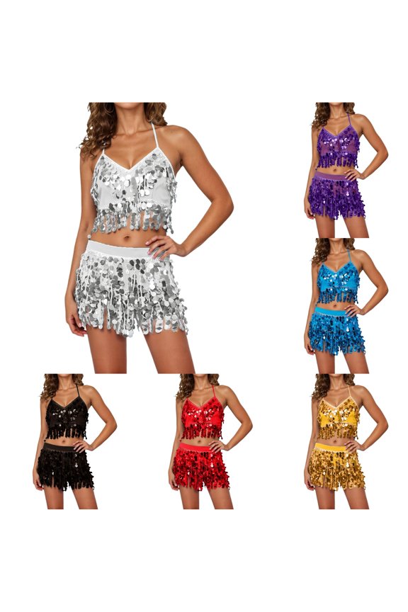 Sequin Fringe Belly Dance Performance Top Elegant Shimmering Wear For Stage Show and Party Apparel Bodysuit