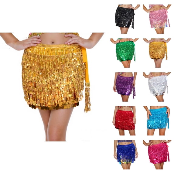 Sequin Fringe Skirts for Women Sparkly Belly Dance Skirt Glitter Sequin Tassel Skirt Mini Skirt Rave Outfits